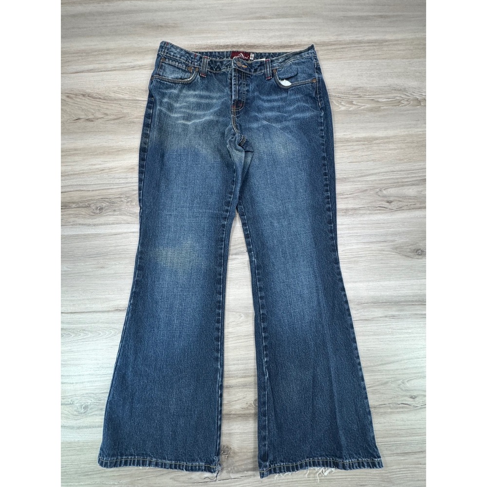 Vintage Jordache Lo-Rise Flare Jeans Women 15/16‎ Blue Dark Wash Button Fly